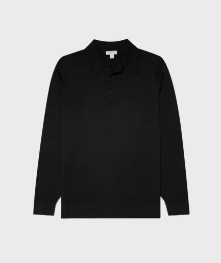 Sunspel Merino Wool Long Sleeve Polo Shirt