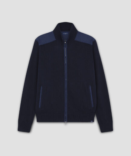 Paul & Shark Zip Up Cardigan In Fresh Cotton With Linen Details