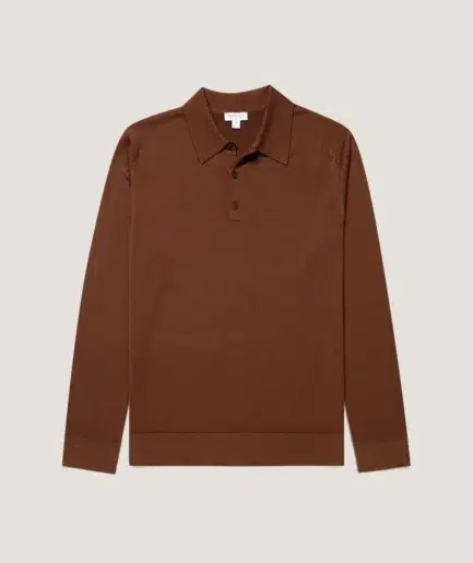 Sunspel Long Sleeve Merino Polo